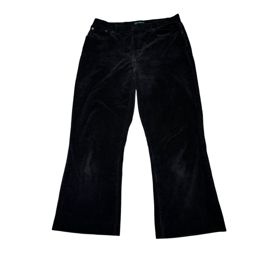 Lauren Jeans Company Ralph Lauren Black Corduroy Flare Pants Women's Size 12‎